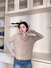 LPOX針織衫女裝開(kāi)衫長(zhǎng)袖秋季2025年新款早秋薄款上衣秋裝毛衣外套 燕麥色 S 曬單實(shí)拍圖