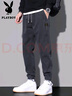 花花公子（PLAYBOY）工裝褲子男秋冬季休閑褲男士束腳寬松潮流長(cháng)褲 灰色 L 曬單實(shí)拍圖