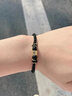 億色足金999字母手鏈黃金轉運珠編繩2023新款男女款情侶情人節送禮物 單字母+2黑瑪瑙（黑繩） 曬單實(shí)拍圖