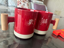 定制結婚牙刷杯子套裝牙杯一對紅色漱口杯陪嫁洗漱杯牙缸牙刷杯 愛(ài)心喜木柄對杯[贈牙刷一對] 曬單實(shí)拍圖