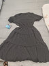 皮爾卡丹（pierre cardin）連衣裙女夏季2025新款短袖拼接過膝長裙收腰顯瘦遮肉高腰蛋糕裙潮 黑色 2XL (140-160斤) 曬單實拍圖