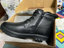 卡馳狼冬季棉鞋男真皮毛一體羊毛鞋高幫鞋保暖中老年厚底防滑爸爸棉皮鞋 黑色 42 曬單實拍圖