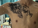 紋墨軒花臂神獸麒麟九天神龍饕鬄防水紋身貼男士胸口手臂逼真果汁草本貼 【A39】上古龍頭  32x19cm 曬單實拍圖