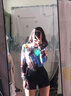 花花公子;PLAYBOY2024春夏新款jennie上衣寬松卡通人像圖案印花打底網(wǎng)紗T恤女 圖片色 均碼 曬單實(shí)拍圖