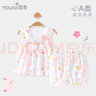 優(yōu)奇超萌女寶寶夏裝嬰兒夏季薄款套裝短袖幼兒夏天洋氣公主風(fēng)分體衣服 曬單實(shí)拍圖