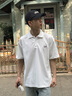 CLOR休閑T恤男士潮流POLO領(lǐng)上衣夏季薄款寬松打底衫短袖PL02白色L 曬單實(shí)拍圖