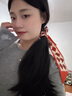 虔生緣紅色發(fā)帶絲巾飄帶綁發(fā)扎發(fā)帶復(fù)古綁包包裝飾綁帶絲帶頭飾禮物 紅色-菱形格 曬單實拍圖