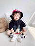 G.DUCKKIDS童裝新生兒連體衣夏季包屁衣嬰兒純棉周歲禮服男女寶寶哈衣爬服 黑色米奇三件套（帽子+襪子） 66cm 建議3-6個月10斤-13斤 曬單實拍圖