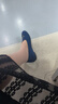 reemoor睿慕豆豆鞋2025秋冬新款氣質(zhì)淺口平底單鞋軟底一腳蹬女 深藍色 38 曬單實拍圖