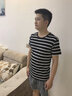 賓色夏季短袖t恤男黑白條紋棉日韓風(fēng)格圓領(lǐng)男士潮流男體恤上衣半袖男 米白色 L 【115-130斤】 曬單實(shí)拍圖