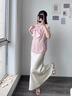 黎依奴（LISLAVE）感垂感醋酸緞面半身裙女2025夏季新款中長款魚尾裙高腰顯瘦包臀裙 淺杏色 [春夏款9902裙長92左右] L 曬單實(shí)拍圖