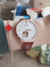 勞士頓母親節禮物手表女機械表鏤空時(shí)尚暗夜星空品牌女士手表瑞士風(fēng)格 【幸運四葉草】玫金白面紅皮 曬單實(shí)拍圖