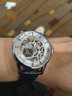 冠琴（GUANQIN）手表男士全自動(dòng)鏤空機械表時(shí)尚潮流國表瑞士品質(zhì)腕表防水夜光男表 黑皮本色白面-機械機芯-禮盒包裝 曬單實(shí)拍圖