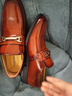 富貴鳥(niǎo)男鞋高檔皮鞋男頭層牛皮商務(wù)正裝鞋漆皮英倫風(fēng)輕奢德比鞋男士皮鞋 FG0187棕色 40 曬單實(shí)拍圖