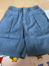 丹仔 天絲牛仔短褲女夏季薄款a字高腰裙褲寬松直筒冰絲褲子闊腿五分褲 藍色 M 曬單實(shí)拍圖
