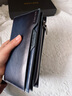 班亞奴新款男士錢(qián)包男款真皮長(cháng)款頭層牛皮多卡位皮夾大容量帶拉鏈手拿包 藍灰色 曬單實(shí)拍圖