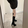 卓詩尼高跟長筒靴女2025年秋冬新款粗跟騎士靴顯瘦女靴子加絨不過膝長靴 黑色-單里 37 曬單實拍圖