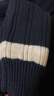 TOMMY JEANS春秋季女裝學院風羊毛混紡刺繡拼色V領寬松版中長針織連衣裙16350 藏青白拼色DW5 XS （推薦：80-95斤） 曬單實拍圖
