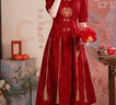 塞德勒（SAIDELE）新中式敬酒服新娘酒紅色旗袍改良簡約秀禾服中袖結(jié)婚服訂婚連衣裙 酒紅色 L (建議106-115斤) 曬單實(shí)拍圖