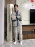 雅鹿秋冬季珊瑚絨睡衣男士長(cháng)袖加厚加絨法蘭絨保暖家居服套裝可外穿 NSCJF-VK001淺灰兔紋提花V領(lǐng) L 【建議110-130斤】 曬單實(shí)拍圖