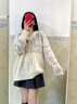 FOX.G女士毛衣女針織衫打底衫女裝2025秋冬新款外套洋氣款冬季衣服上衣 綁帶波浪條粉藍(lán)色針織毛衣 均碼 【建議130斤以內(nèi)】 曬單實(shí)拍圖