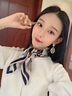 CHANEELR & KARITH絲巾2025新款春秋夏小方巾女百搭桑蠶絲時尚生日母親節(jié)禮物送實用 海船藏青 曬單實拍圖