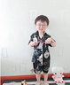 寵兒依人男童夏季冰絲短袖睡衣兒童薄款小大童卡通可愛(ài)家居服男孩夏天套裝 【雙短絲滑】黑色NW熊 120 高110-120 重40-45斤 曬單實(shí)拍圖