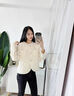 德瑪納（dme）【舒適驚艷】冬季淑女風(fēng)圓領(lǐng)長(zhǎng)袖棉服女短款女外套 米白 L 曬單實(shí)拍圖