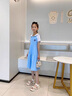 迪士尼女童連衣裙夏季薄款2025新品兒童洋氣時髦感初中學生大童裙子 藍色 150 曬單實拍圖