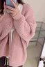 羅蒙（ROMON）粉色毛衣開衫女春秋款外穿溫柔慵懶風(fēng)甜美寬松軟糯糯秋冬針織外套 粉色 均碼 -90-140斤 曬單實(shí)拍圖