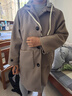Shelley Jones 中長(cháng)款連帽毛呢大衣男秋冬韓版潮牌ins高級感外套寬松青少年風(fēng)衣 F607 灰色 2XL [建議140-160斤] 曬單實(shí)拍圖