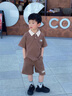 RB KIDS童裝男童套裝2025夏季寶寶短袖衣服小男孩polo衫兒童兩件套 米色 90 （建議身高80-90cm） 曬單實(shí)拍圖