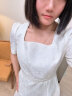 LIME FLARE莱茵优雅气质方领纯色连衣裙2024年春夏新款米白色裙子 米白色 L 晒单实拍图
