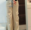 MELROSEMOOD美式復(fù)古工裝牛仔褲女2025女裝春季新款高腰寬松直筒闊腿牛仔褲子 杏色（加長(zhǎng)褲） S 曬單實(shí)拍圖