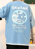 GENANX閃電潮牌夏季新品T恤男100%純棉貼布假兩件純色印花圓領(lǐng)短袖情侶T 天藍色 M 【建議】參考尺碼助手或客服 曬單實(shí)拍圖