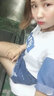 蘭威費(fèi)雷夏裝韓版tT恤女裝學(xué)生寬松拼色中袖上衣服閨蜜裝 4034藍(lán)色 M 曬單實(shí)拍圖
