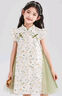 笛莎（DEESHA）女童2025夏印花網(wǎng)紗漢服旗袍 綠印花 165 曬單實(shí)拍圖