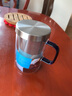 尚明（SAMADOYO）耐熱帶把玻璃泡茶杯不銹鋼過(guò)濾沖泡茶杯帶蓋家用主人杯辦公室杯 藍把500ml 曬單實(shí)拍圖