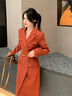 J-ME秋季西裝連衣裙氣質(zhì)時(shí)尚職業(yè)通勤修身高端裙子面試主持人正裝禮服 橘紅 M 曬單實(shí)拍圖