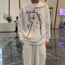 唐號（tanghao）（買(mǎi).衛衣+送.褲子）秋冬季加絨恐龍印花衛衣男初中學(xué)生青少年韓版潮流休閑衣服 恐龍衛衣白色+K01白色 L 曬單實(shí)拍圖