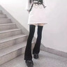 JIOESC黑色堆堆襪腿套過膝喇叭微壓顯瘦襪套jk長筒襪子女秋款y2k亞文化 過膝腿套-喇叭款 均碼 （長度約77cm） 曬單實拍圖
