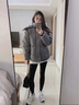 乖米豆棉服女短款2024年新款韓版寬松加厚棉襖小個子冬季棉衣外套潮 灰色 M 曬單實拍圖