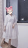 Olrain【5折】秋裝女裝七分袖V領(lǐng)刺繡白色雪紡連衣裙女中長(cháng)款鏤空a字 白色 M 曬單實(shí)拍圖