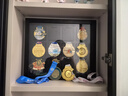 馬拉松獎牌展示架掛墻榮譽(yù)金牌收納框盒相框徽章實(shí)木體育運動(dòng)跑步 黑色 12枚3X4橫版 曬單實(shí)拍圖