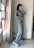 MO&Co.牛仔褲重工洗舊藍棉質(zhì)設計感高腰及地闊腿褲摩安珂boxyfit 牛仔藍色 S 26 曬單實(shí)拍圖