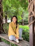 圣保美美式復古連帽衛(wèi)衣外套女春秋2023秋季新款小個子韓版長袖上衣學生 黃色衛(wèi)衣 M碼 曬單實拍圖