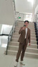 羅蒙（ROMON）西服套裝男輕奢新郎結婚西裝套裝男商務正裝婚禮晚禮服三件套 咖色【西服+褲子+襯衫】 XL 曬單實拍圖