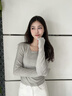 LDBE長(zhǎng)袖針織衫女秋冬2025新款修身內(nèi)搭方領(lǐng)設(shè)計(jì)感慵懶風(fēng)打底衫上衣潮 奶奶灰 L 曬單實(shí)拍圖