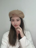 槿城純色羊毛貝雷帽女日系咖啡色秋冬蓓蕾帽百搭文藝復古畫(huà)家帽潮LE23 卡其色 均碼（55-59cm） 曬單實(shí)拍圖