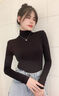 啄木鳥(niǎo)德絨高領(lǐng)緊身打底衫女秋冬百搭顯瘦內搭修身長(cháng)袖t恤上衣 黑色 M  曬單實(shí)拍圖